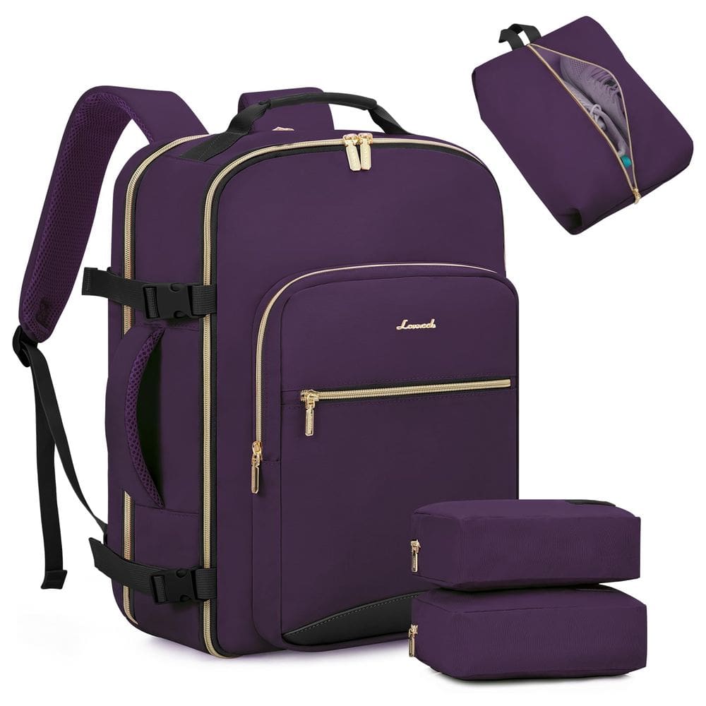 Mochila de viagem LOVEVOOK 40L para mulheres e homens, laptop de 17", roxa