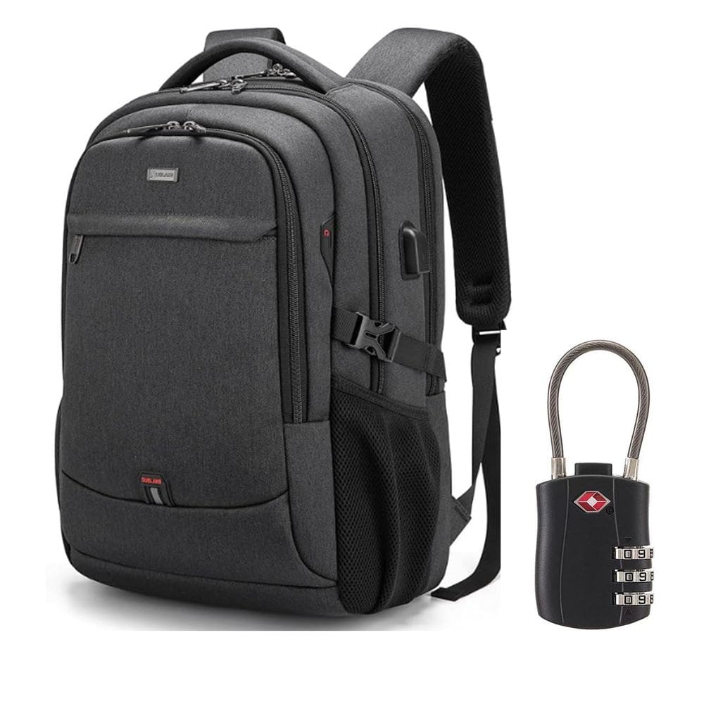 Mochila para laptop DUSLANG 17" resistente à água com porta USB preta