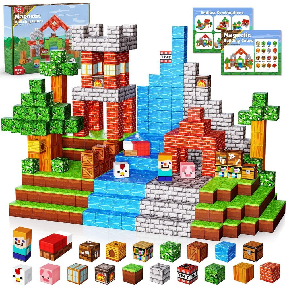 Conjunto de blocos de construção magnéticos Annexfun Grassland 100PCS