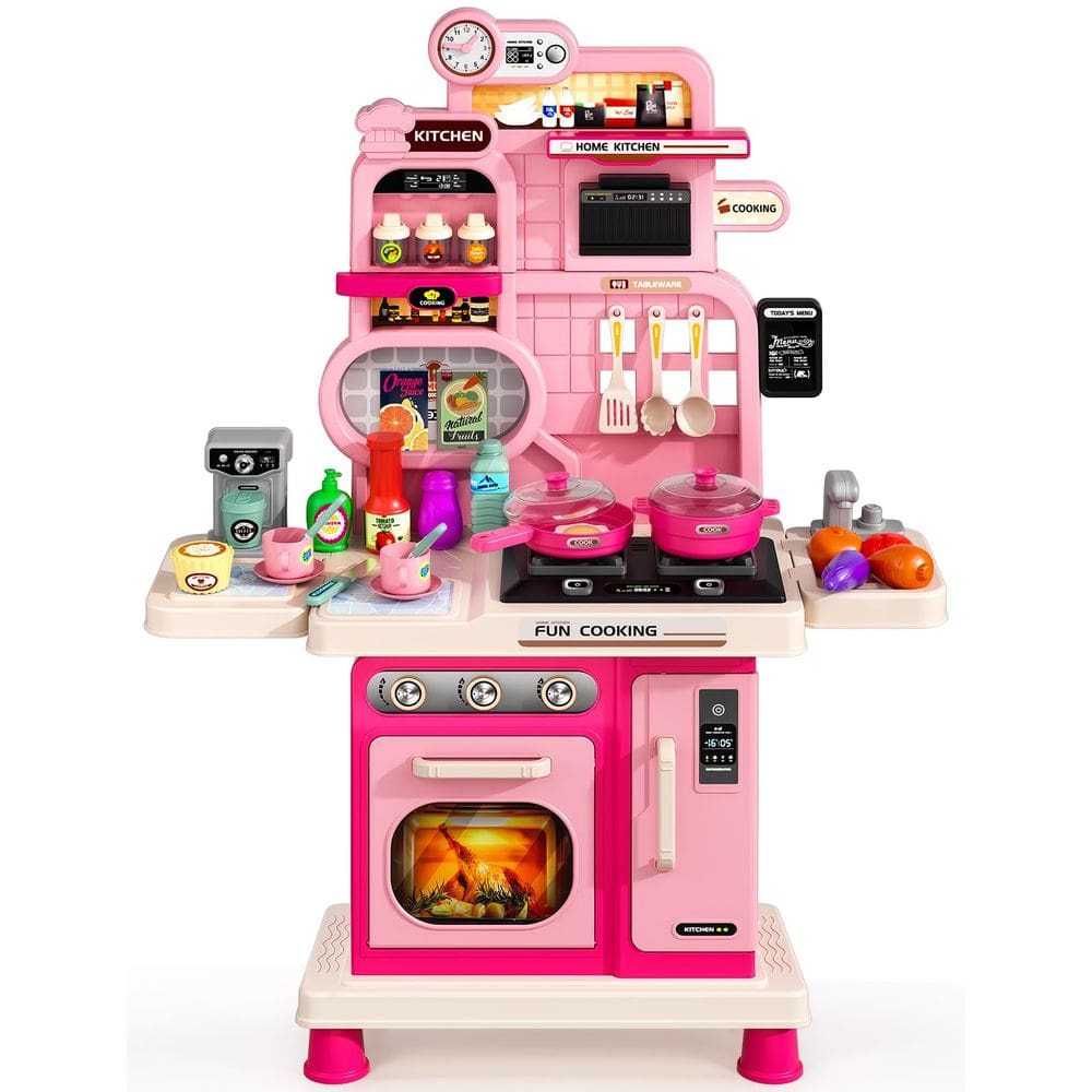 Conjunto de cozinha Kids Play TooyBing com rosa claro e sonoro de 1 a 3 anos