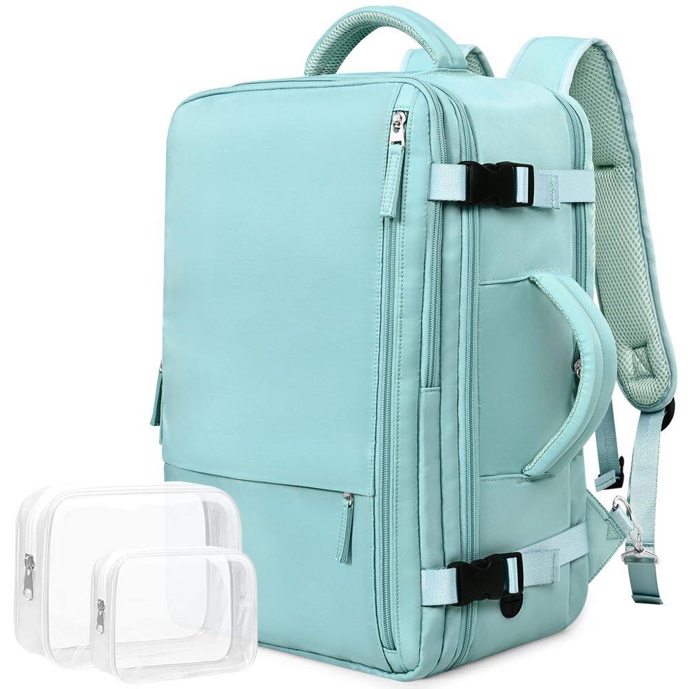 Mochila de viagem para laptop Rinlist Carry On 15,6" azul-verde