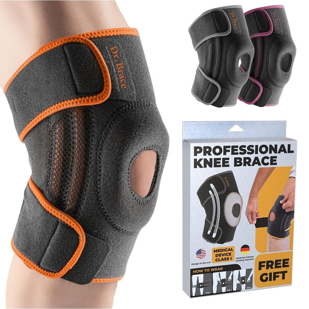 Joelheira DR. BRACE ELITE com estabilizadores laterais e almofadas de gel