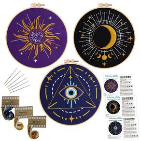 Kit de bordado Louise Maelys Tarot 3 Set com Sun Moon Evil Eye