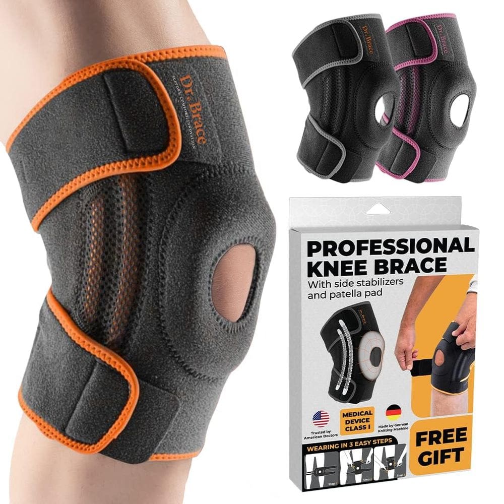 Joelheira DR. BRACE ELITE com estabilizadores laterais e almofadas de gel para patela