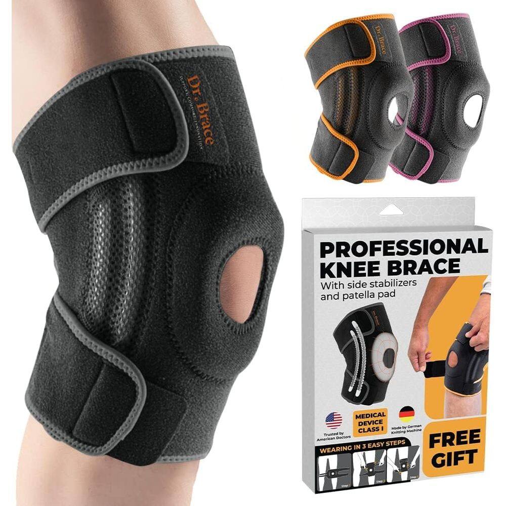 Joelheira DR. BRACE ELITE com estabilizadores laterais e almofadas de gel