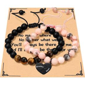 Conjunto de pulseiras Ralukiia Brother and Sister Heart Stone, 2 unidades