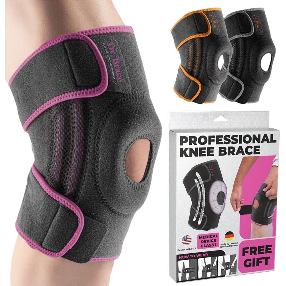Joelheira DR. BRACE ELITE com estabilizadores laterais e almofadas de gel