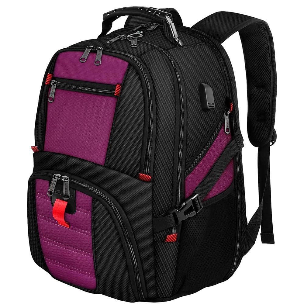 Mochila para laptop YOREPEK 18.4 com porta de carregador USB roxa
