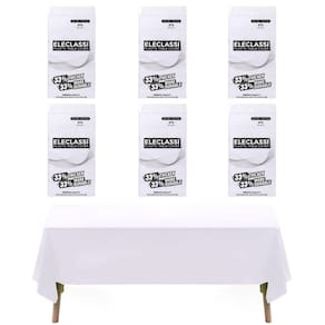 Toalha de mesa de plástico, pacote com 6, Eleclassi Premium, branca, 137x274cm