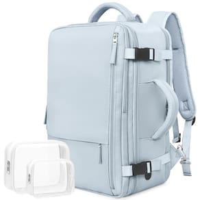 Mochila de viagem para laptop Rinlist Carry On 15,6" azul claro