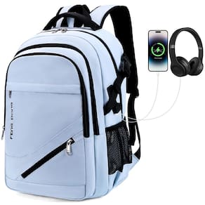 Mochila FENGDONG Large Laptop 17,3" impermeável azul claro