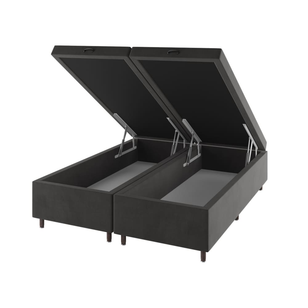 Base Box Bau King Size Cairo (43x193x203cm) Grafite - Casa Giulia