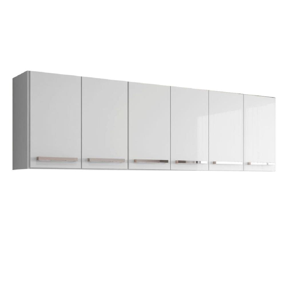 Armario Aereo Suspenso de Parede 6 Portas Branco Maldivas Brienza Movelaria