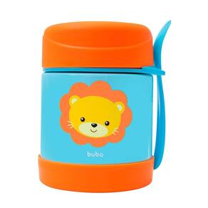 Pote Térmico Infantil Animal Fun Leão Buba 320ml Com Talher