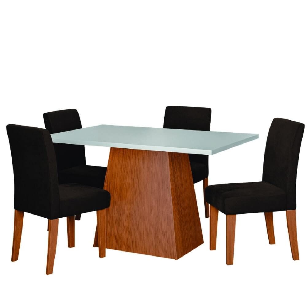Conjunto Sala de Jantar Mesa 1,36m Trento 4 Cadeiras Trieste Dobuê