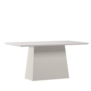 Mesa Jantar Retangular 160 x 90 Com Vidro 3mm Lily Sem Cadeiras - Off White - ÉdeCasaMóveis