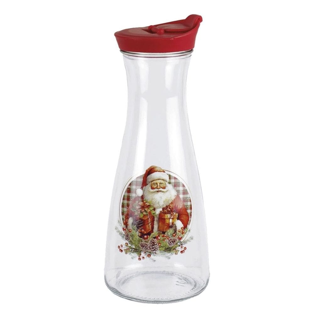 Garrafa Vidro Style Decorada Estampa Natalina Papai Noel 1 Litro - Magizi