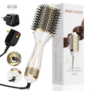 Escova para secador de cabelo PRITECH 1000W Ceramic Ionic 4 em 1 de dupla voltagem