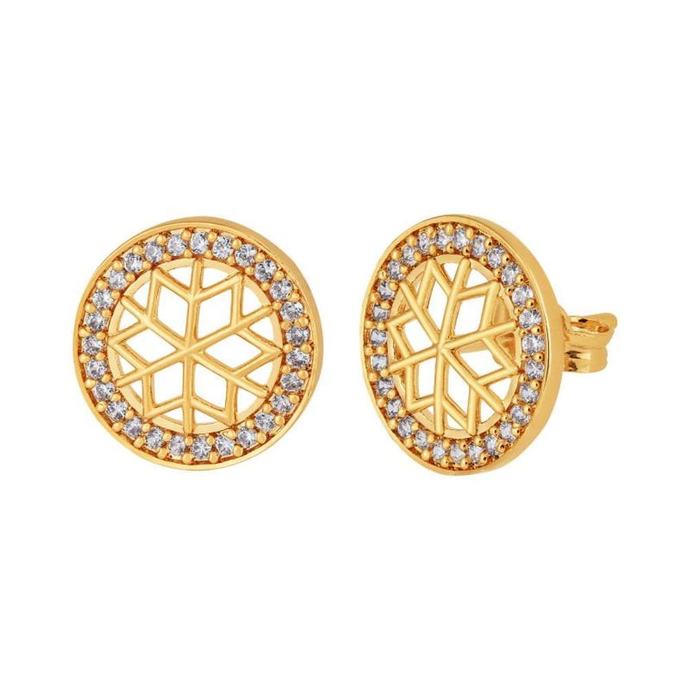 Brinco de Prata Mandala Revestido com Ouro 18k