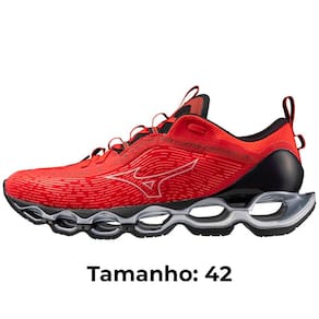 Tênis Mizuno Wave Prophecy 13 Masculino, Tamanho 42, Vermelho, Infinity Wave, U4ic, X10, Drop 10.5mm