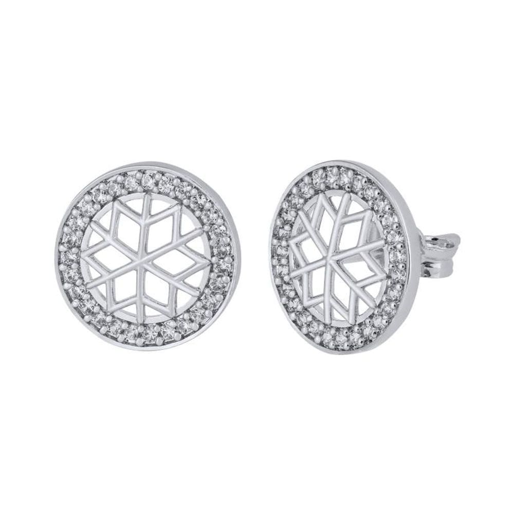 Brinco de Prata Mandala com Zircônias Brancas