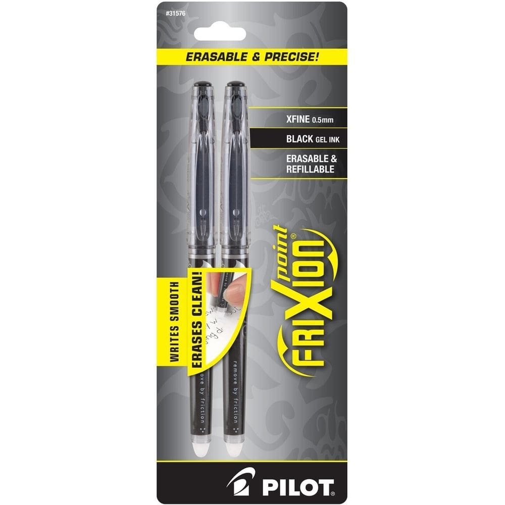 Canetas de tinta gel Pilot FriXion Point 0,5 mm extra finas pretas, pacote com 2 unidades
