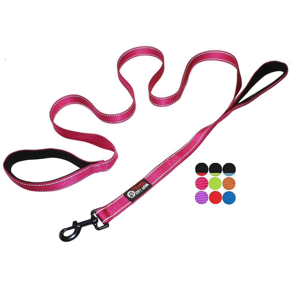 Coleira para cães Primal Pet Gear, alça dupla, 1,8 m, nylon, rosa