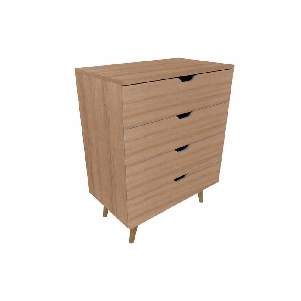 Cômoda de Quarto CM-8026 c/ 4 Gavetas Amêndoa - Tecno Mobili