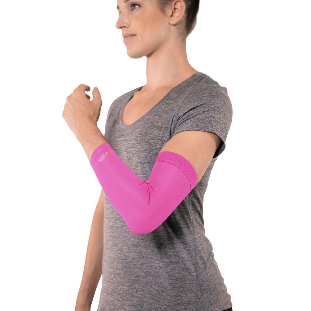 Capa de cotovelo, cobre, compressão, recuperação, rosa, tamanho S