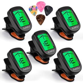 Clip On Guitar Tuner, pacote com 5 AARVI para todos os instrumentos com palhetas