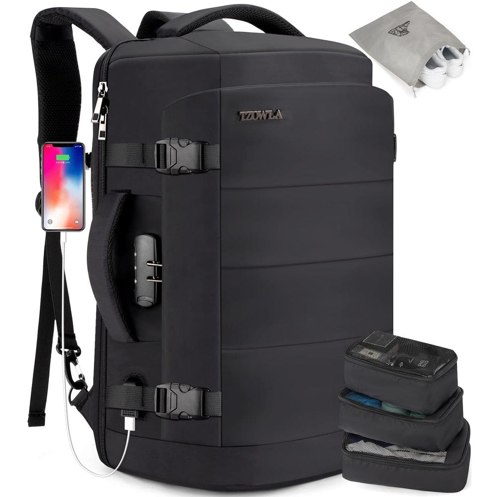 Mochila de viagem para laptop Tzowla 40L resistente à água 17,3"