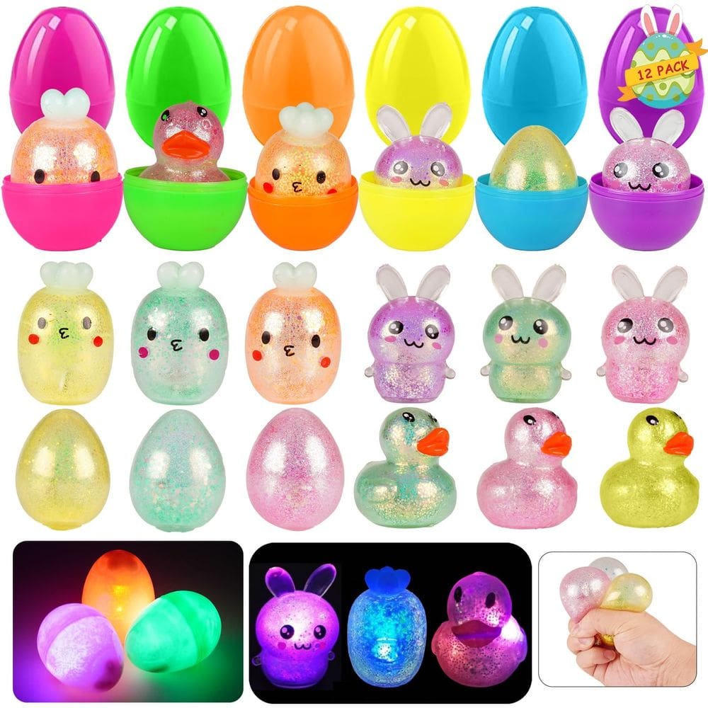 Pacote com 12 brinquedos Squishy Toys MzFowsen Light Up para aliviar o desconforto infantil
