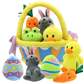 Cesta de pelúcia de Páscoa JOYIN, 7 peças, estilo autêntico para crianças