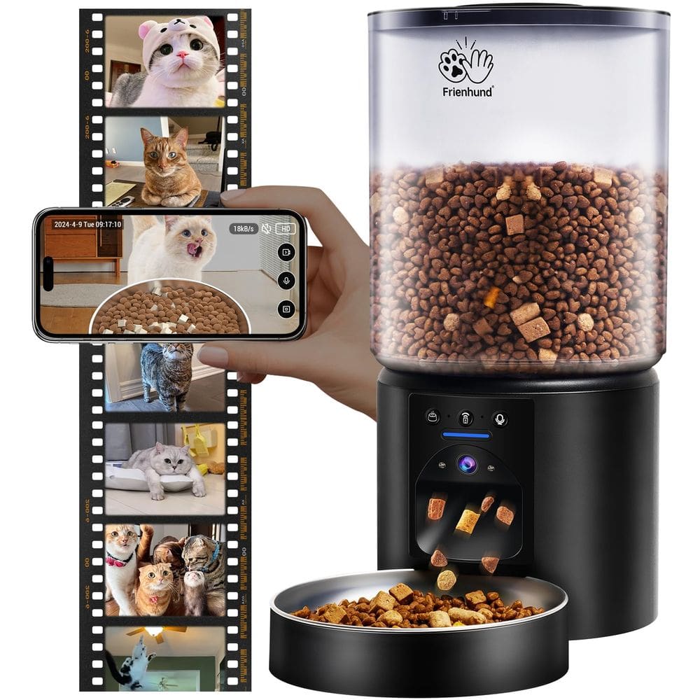 Alimentador automático de gatos Frienhund com câmera HD 2K 5L