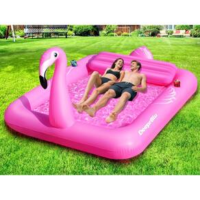Piscina de bronzeamento inflável DeepRBlu Luxury Flamingo para 2 pessoas