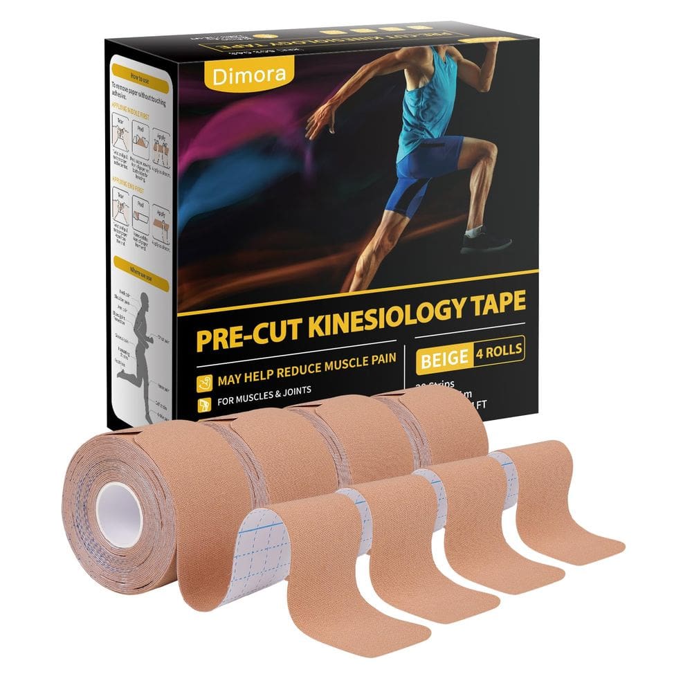 Fita cinesiológica Dimora 80 tiras, 4 rolos, 10 cm, elástico, bege