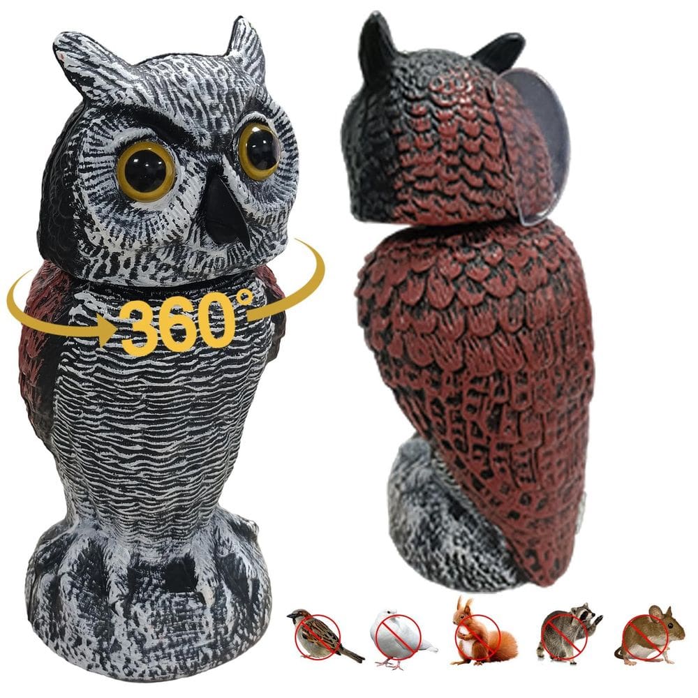 Iscas de coruja assustam os pássaros, dissuasores de pássaros, decoração de jardim e jardim