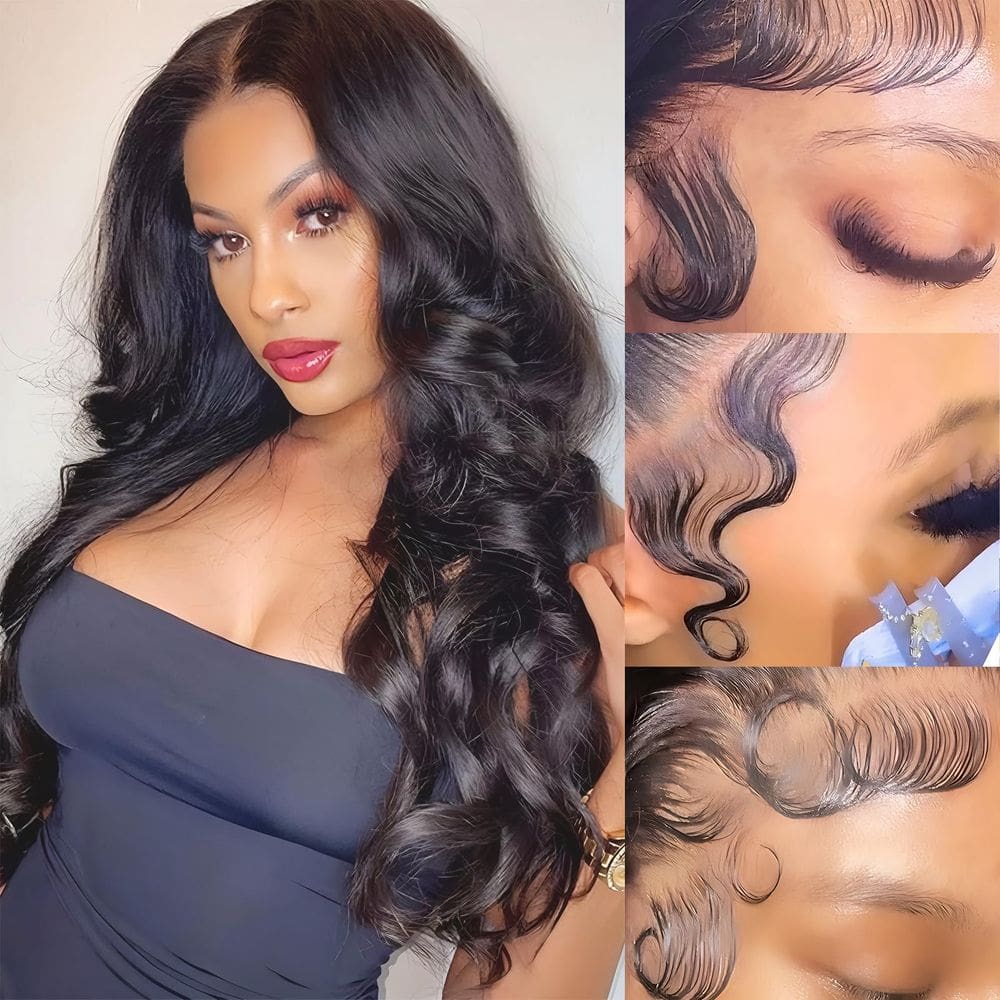 Perucas frontais de renda WIGOPARTY Human Hair Body Wave 70 cm 180% de densidade
