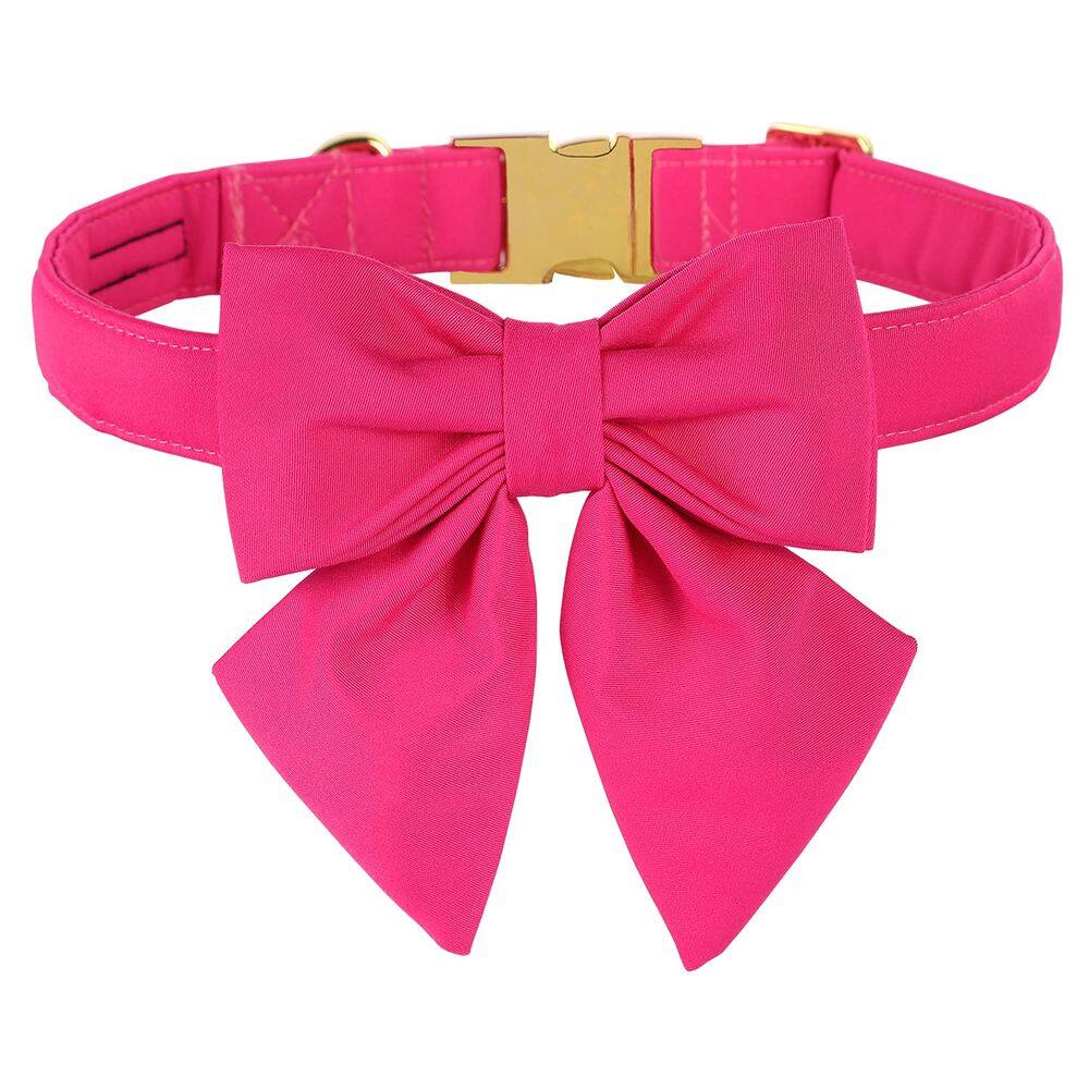 Coleira para cães M MACA BATES Maca Bates com gravata borboleta rosa choque