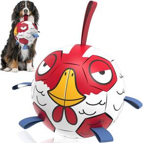 Bola de futebol para cães QDAN durável extra grande com alças de 23 cm
