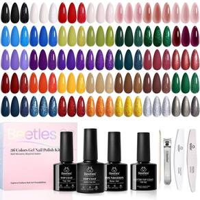 Conjunto de esmaltes de gel besouros de 36 cores com base e camada superior
