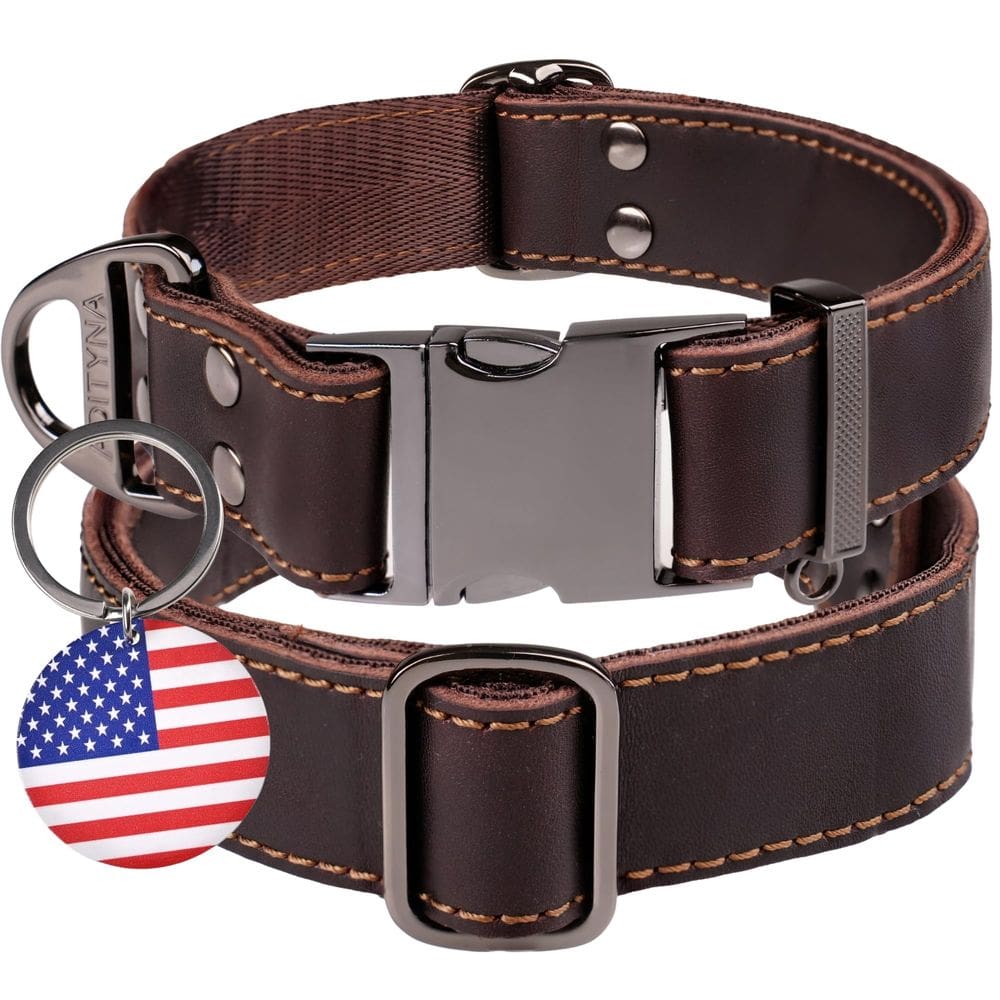 Coleira para cães ADITYNA Leather Heavy Duty para cães grandes e extra grandes