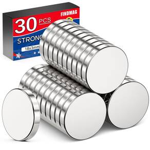 Ímãs de geladeira FINDMAG, pacote com 30 unidades, neodímio, terras raras, 18 x 3 mm