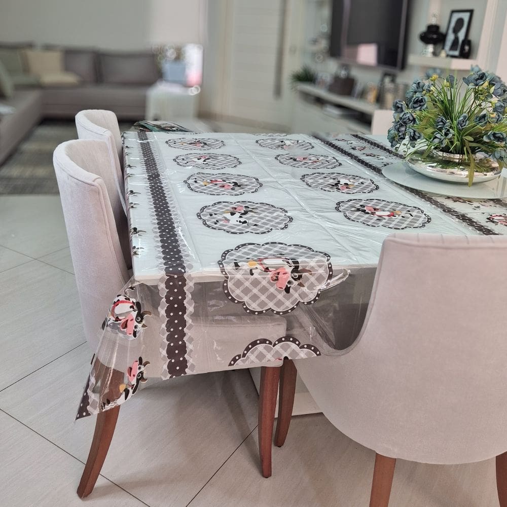Toalha PVC Estampada Transparente 5.0x1.4m Protetora Mesa 09
