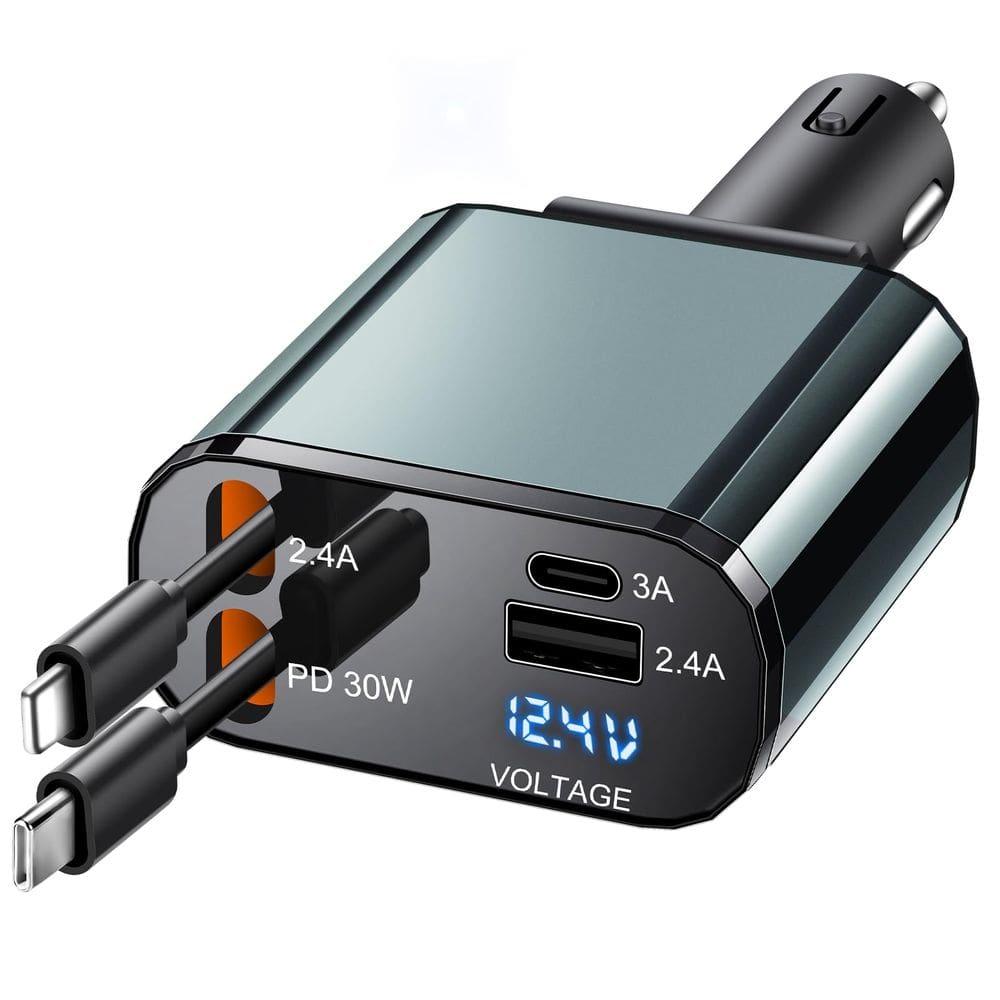 Carregador de carro TICCI 60W USB C com cabos de carregamento rápido 4 em 1