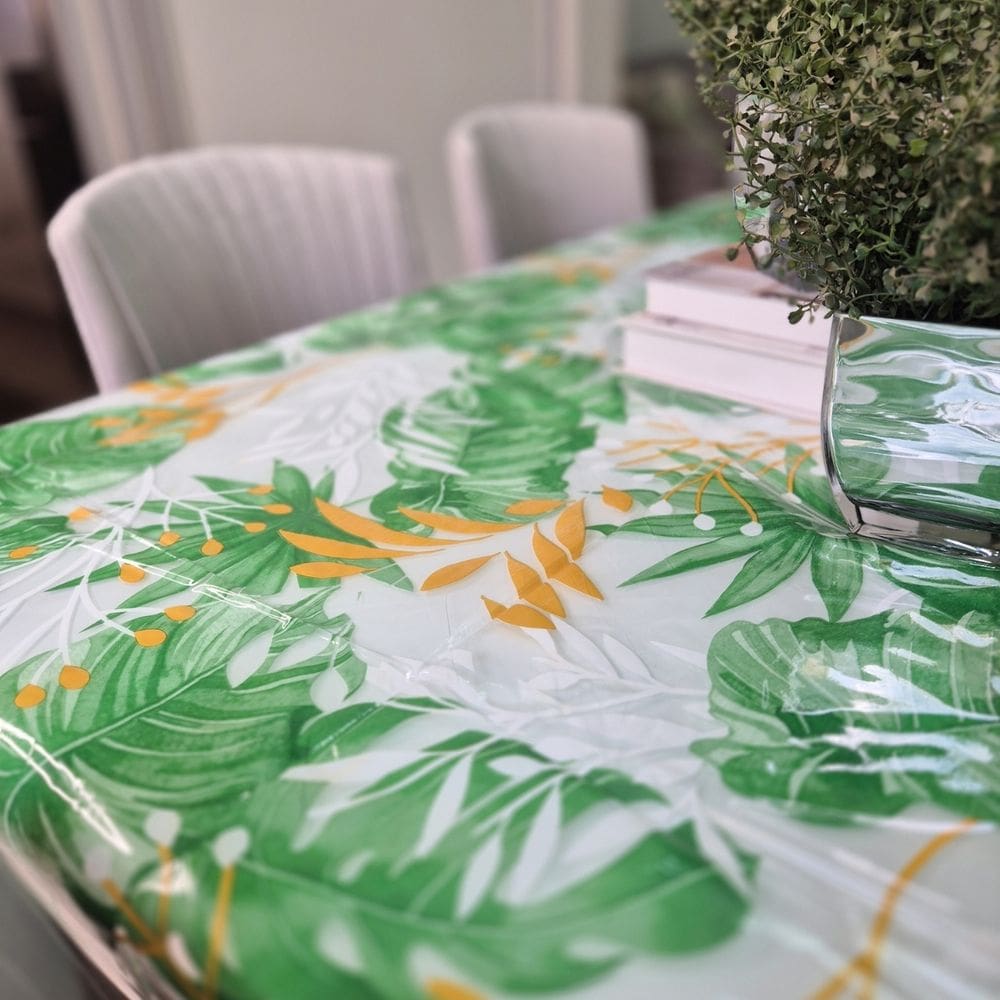 Toalha de Mesa Estampada 4,0x1,4m Protetora Transparente 03