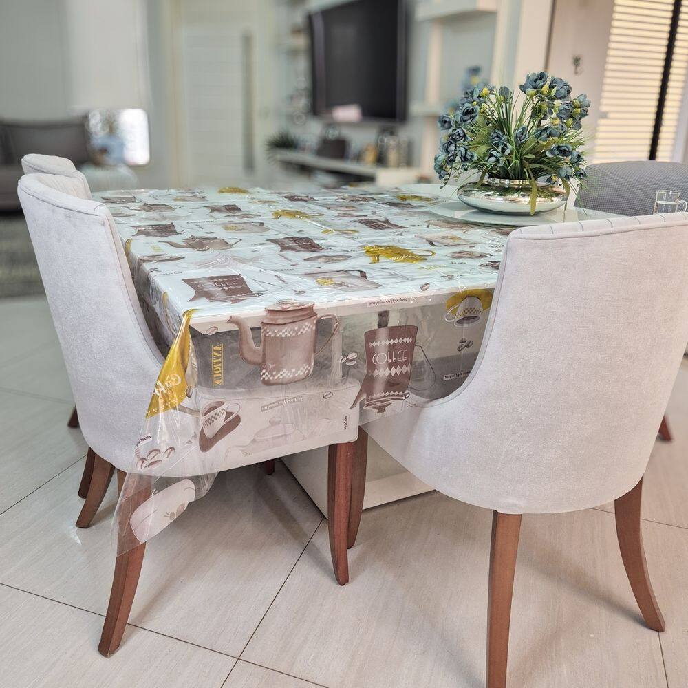 Toalha PVC Estampada Transparente 5.0x1.4m Protetora Mesa 10