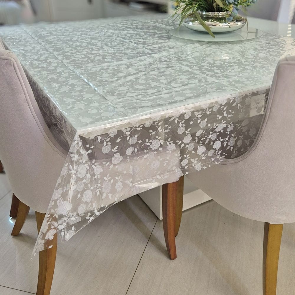 Toalha PVC Estampada Transparente 5.0x1.4m Protetora Mesa 06