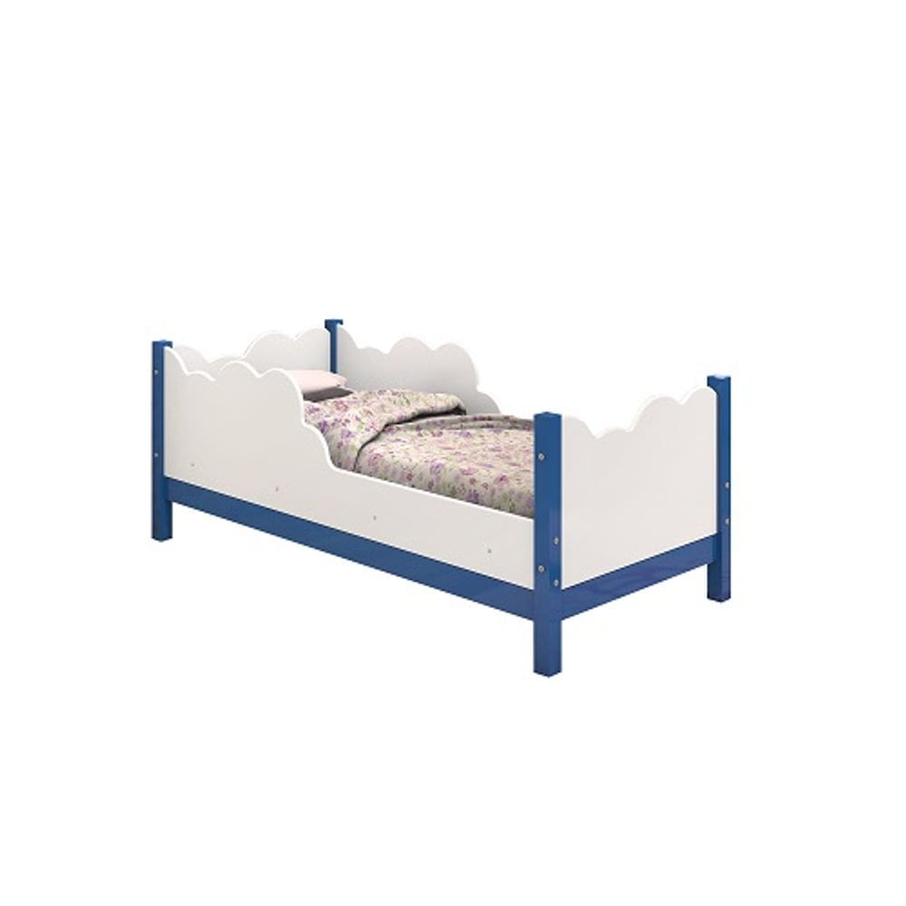 Cama Juvenil Cristal Branco/Azul - Vitamov
