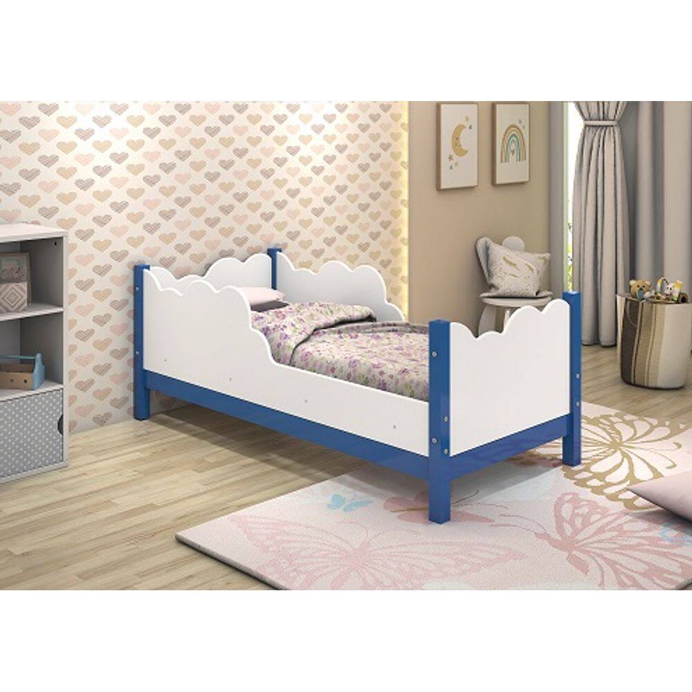 Cama Juvenil Cristal Branco/Azul - Vitamov
